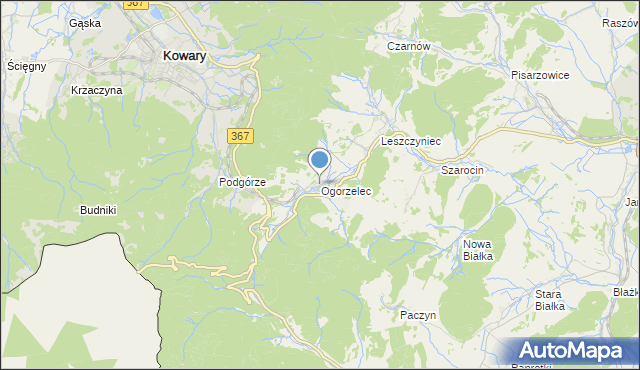 mapa Ogorzelec, Ogorzelec gmina Kamienna Góra na mapie Targeo
